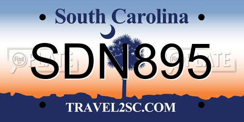 SDN895 South Carolina License Plate