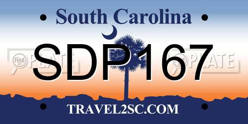 SDP167 South Carolina License Plate