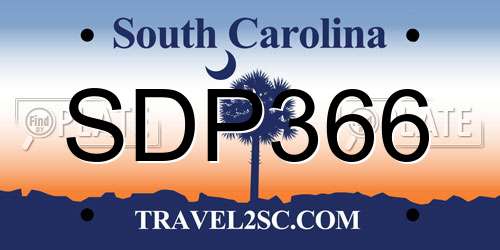 SDP366 South Carolina License Plate