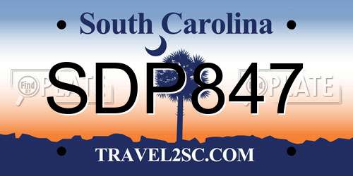 SDP847 South Carolina License Plate