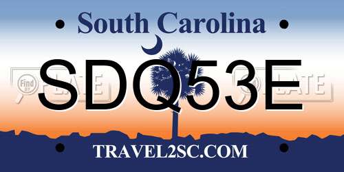 SDQ53E South Carolina License Plate