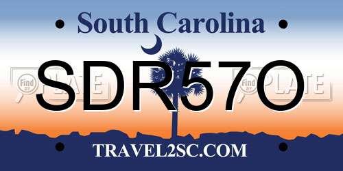 SDR57O South Carolina License Plate