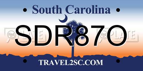SDR87O South Carolina License Plate