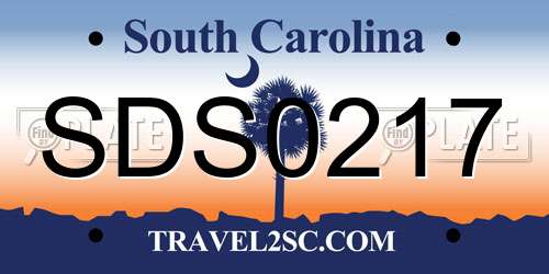 SDS0217 South Carolina License Plate