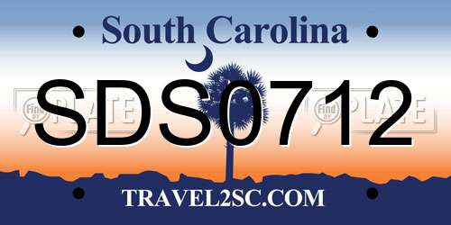 SDS0712 South Carolina License Plate