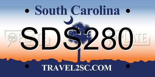 SDS280 South Carolina License Plate