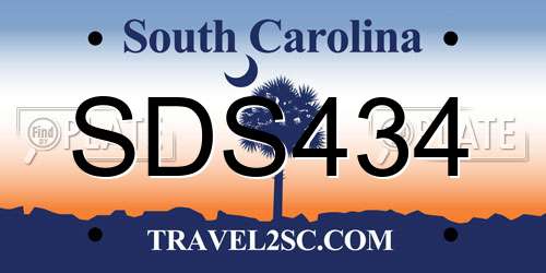 SDS434 South Carolina License Plate