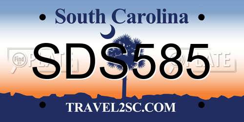 SDS585 South Carolina License Plate