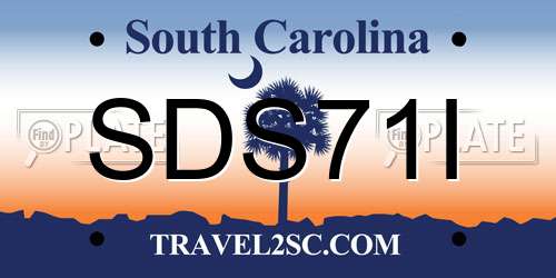 SDS71I South Carolina License Plate