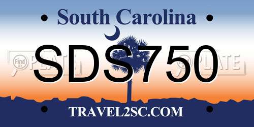 SDS750 South Carolina License Plate