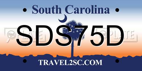 SDS75D South Carolina License Plate