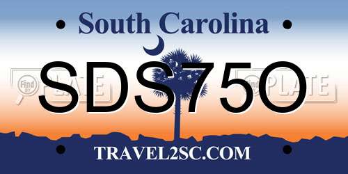 SDS75O South Carolina License Plate
