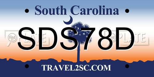 SDS78D South Carolina License Plate