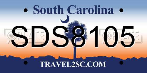 SDS8105 South Carolina License Plate