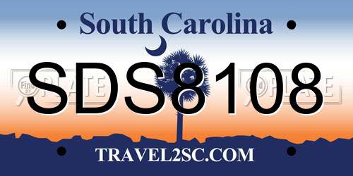 SDS8108 South Carolina License Plate
