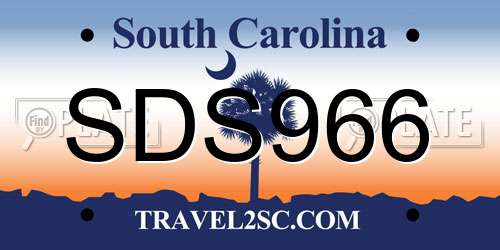 SDS966 South Carolina License Plate