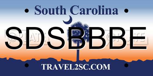 SDSBBBE South Carolina License Plate