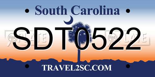 SDT0522 South Carolina License Plate