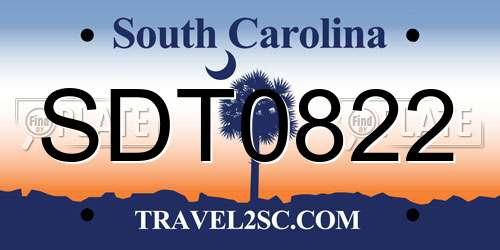 SDT0822 South Carolina License Plate