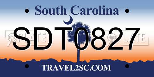 SDT0827 South Carolina License Plate