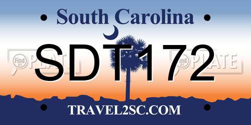 SDT172 South Carolina License Plate