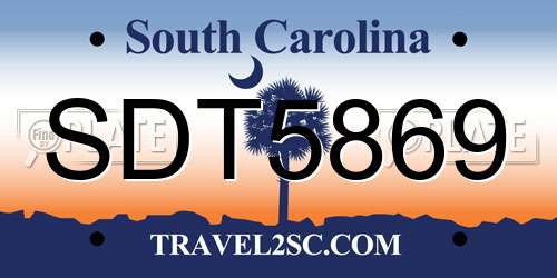 SDT5869 South Carolina License Plate
