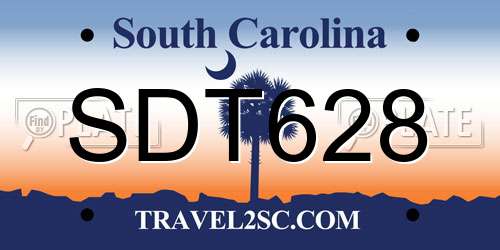 SDT628 South Carolina License Plate