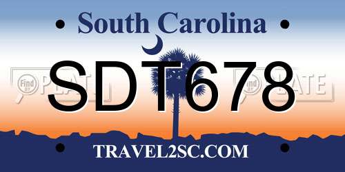SDT678 South Carolina License Plate