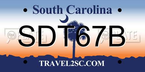SDT67B South Carolina License Plate
