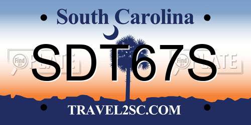 SDT67S South Carolina License Plate