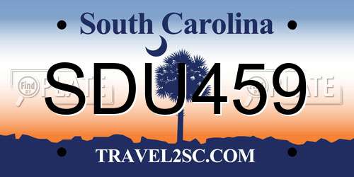 SDU459 South Carolina License Plate