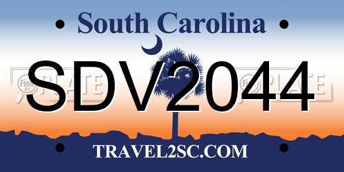 SDV2044 South Carolina License Plate