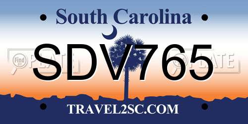 SDV765 South Carolina License Plate