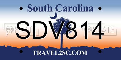 SDV814 South Carolina License Plate