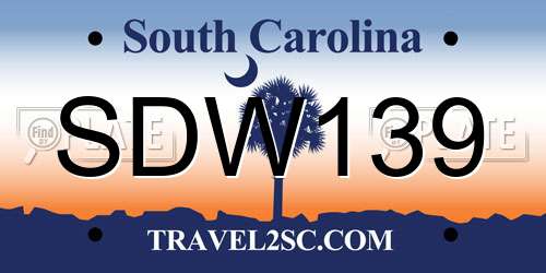 SDW139 South Carolina License Plate
