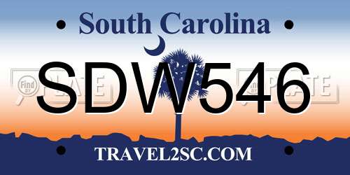 SDW546 South Carolina License Plate