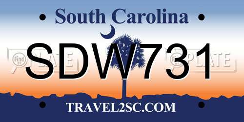 SDW731 South Carolina License Plate