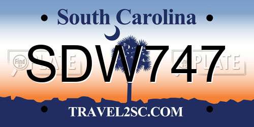 SDW747 South Carolina License Plate