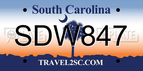 SDW847 South Carolina License Plate
