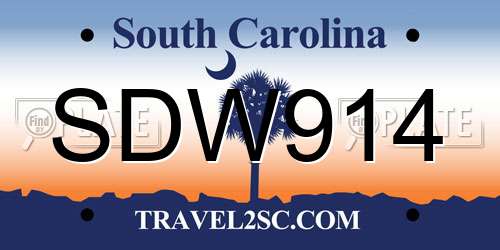 SDW914 South Carolina License Plate