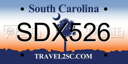 SDX526 South Carolina License Plate