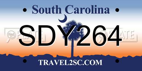 SDY264 South Carolina License Plate