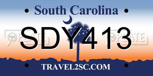 SDY413 South Carolina License Plate