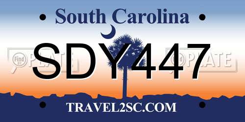 SDY447 South Carolina License Plate