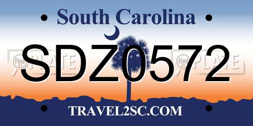 SDZ0572 South Carolina License Plate