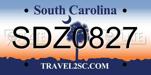 SDZ0827 South Carolina License Plate