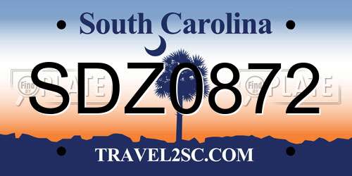 SDZ0872 South Carolina License Plate