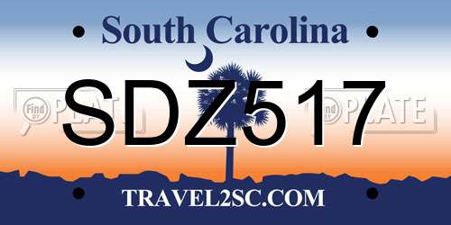SDZ517 South Carolina License Plate