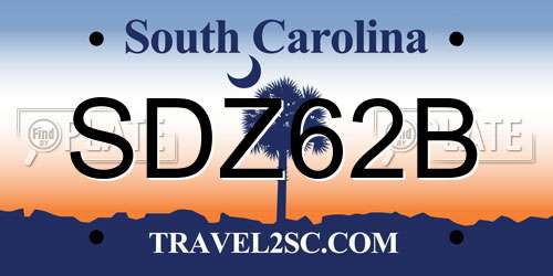 SDZ62B South Carolina License Plate