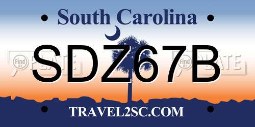 SDZ67B South Carolina License Plate